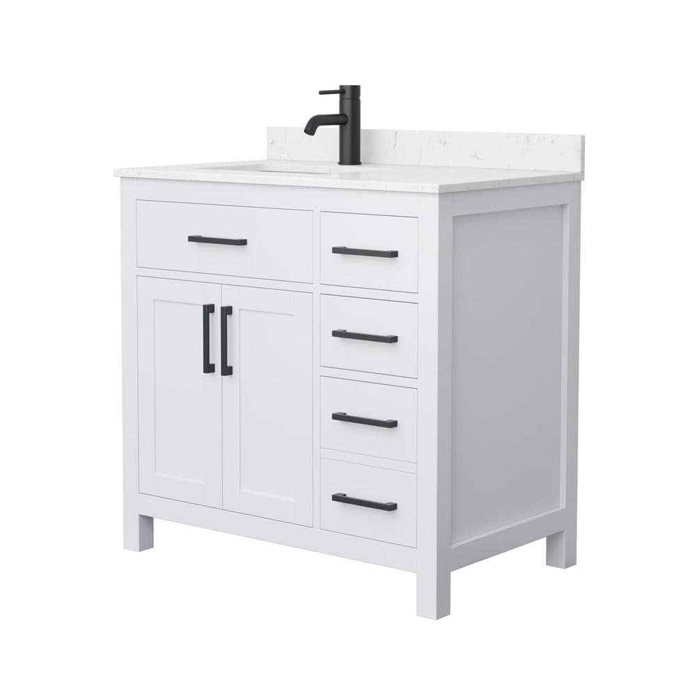 Wyndham Collection Beckett 36" Bathroom Vanity with Carrara Marble Top