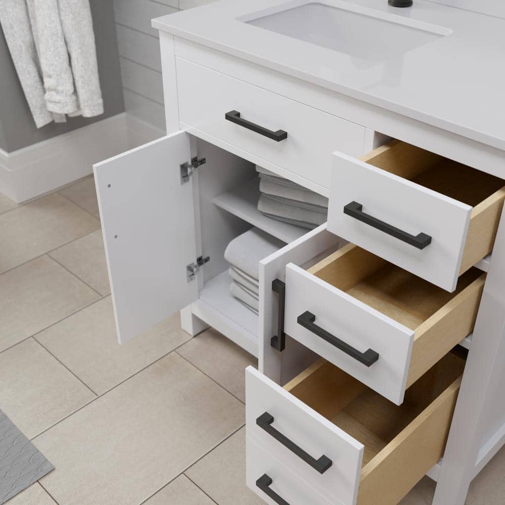 Wyndham Collection Beckett 36" Bathroom Vanity with Carrara Marble Top