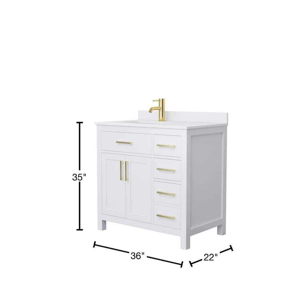 Wyndham Collection Beckett 36" Bathroom Vanity with White Cultured Marble Top