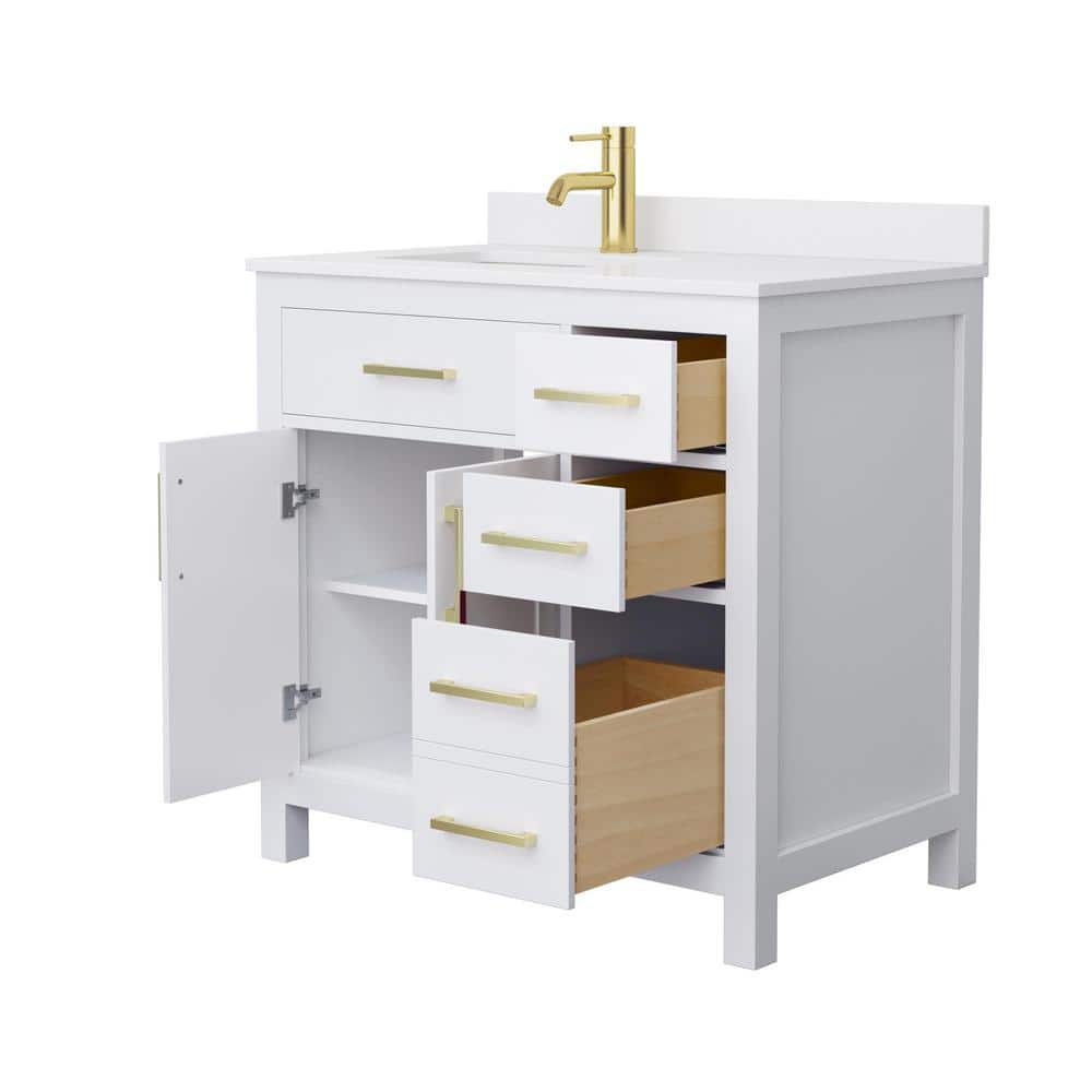Wyndham Collection Beckett 36" Bathroom Vanity with White Cultured Marble Top