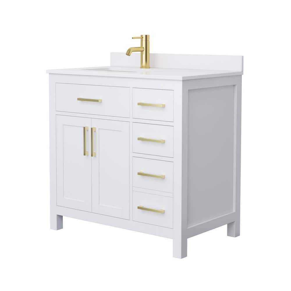 Wyndham Collection Beckett 36" Bathroom Vanity with White Cultured Marble Top