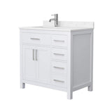 Wyndham Collection Beckett 36" Dark Blue Bathroom Vanity with Cultured Marble Top
