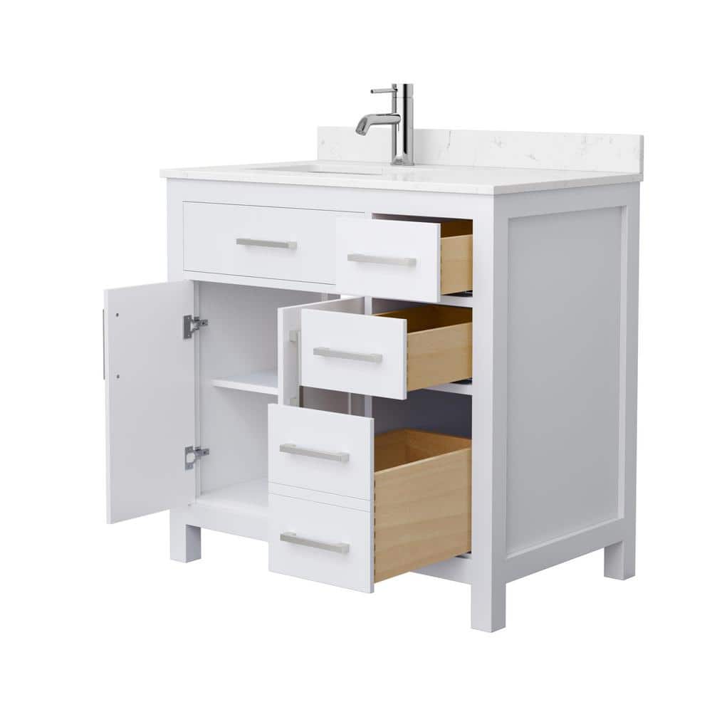 Wyndham Collection Beckett 36" Dark Blue Bathroom Vanity with Cultured Marble Top