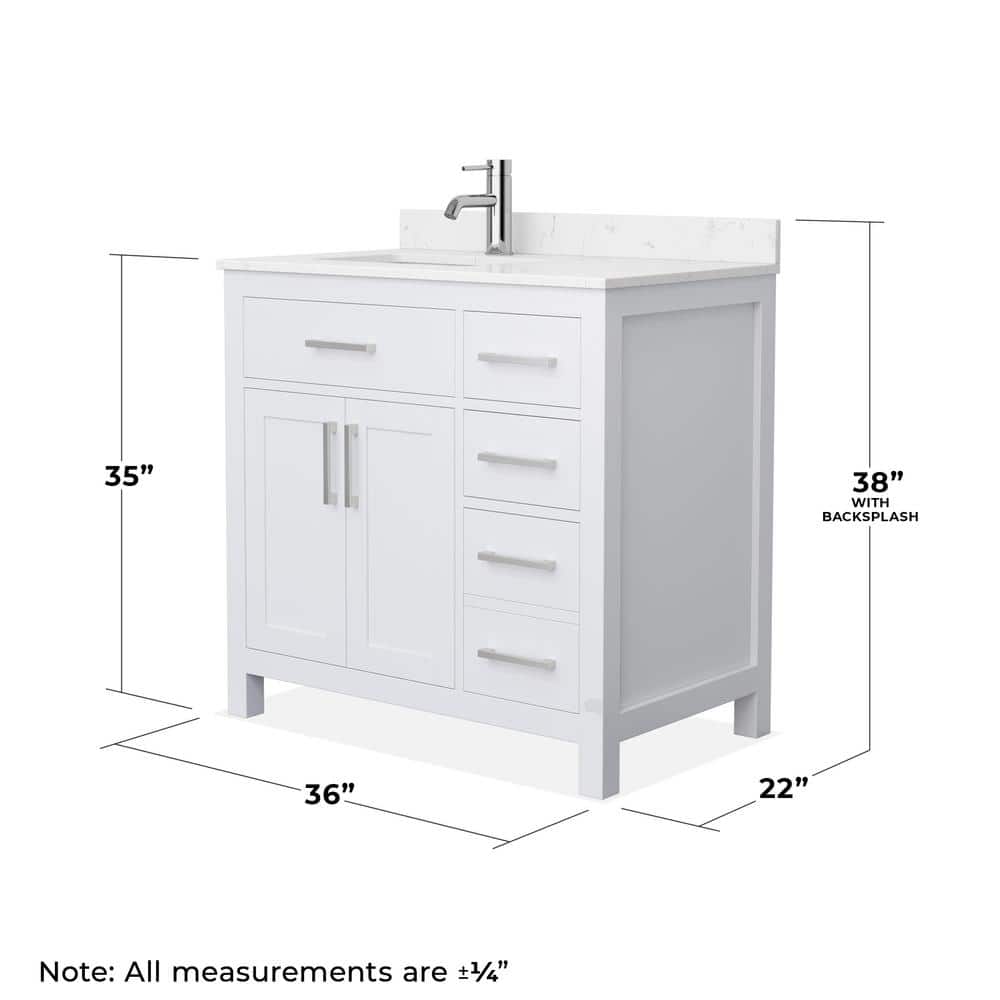 Wyndham Collection Beckett 36" Dark Blue Bathroom Vanity with Cultured Marble Top