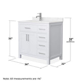 Wyndham Collection Beckett 36" Dark Blue Bathroom Vanity with Cultured Marble Top