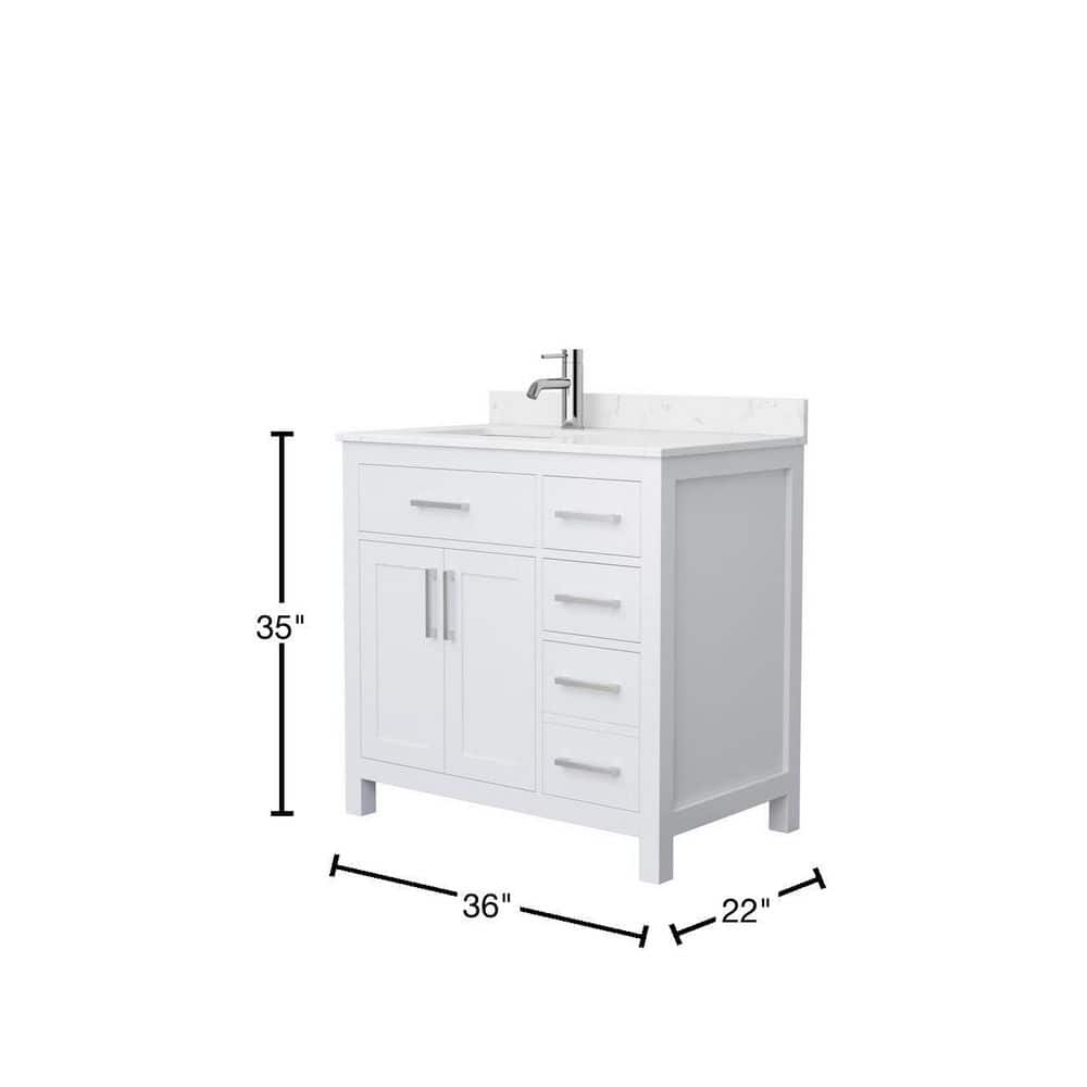 Wyndham Collection Beckett 36" Dark Blue Bathroom Vanity with Cultured Marble Top