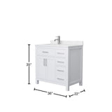 Wyndham Collection Beckett 36" Dark Blue Bathroom Vanity with Cultured Marble Top