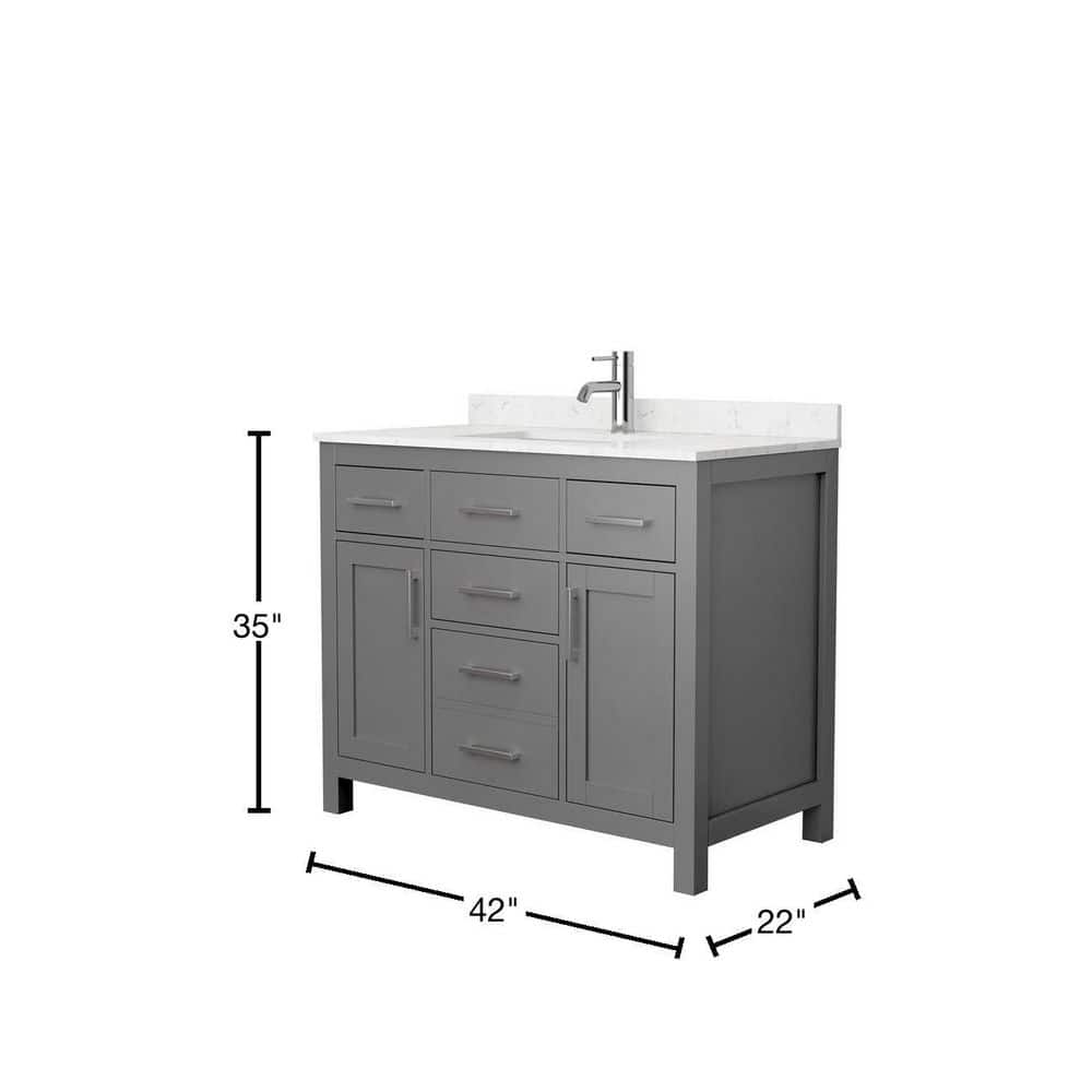 Wyndham Collection Beckett 42" Dark Gray Vanity with Carrara Marble Top