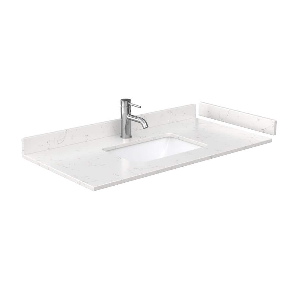 Wyndham Collection Beckett 42" Dark Gray Vanity with Carrara Marble Top