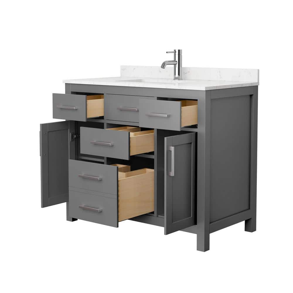 Wyndham Collection Beckett 42" Dark Gray Vanity with Carrara Marble Top