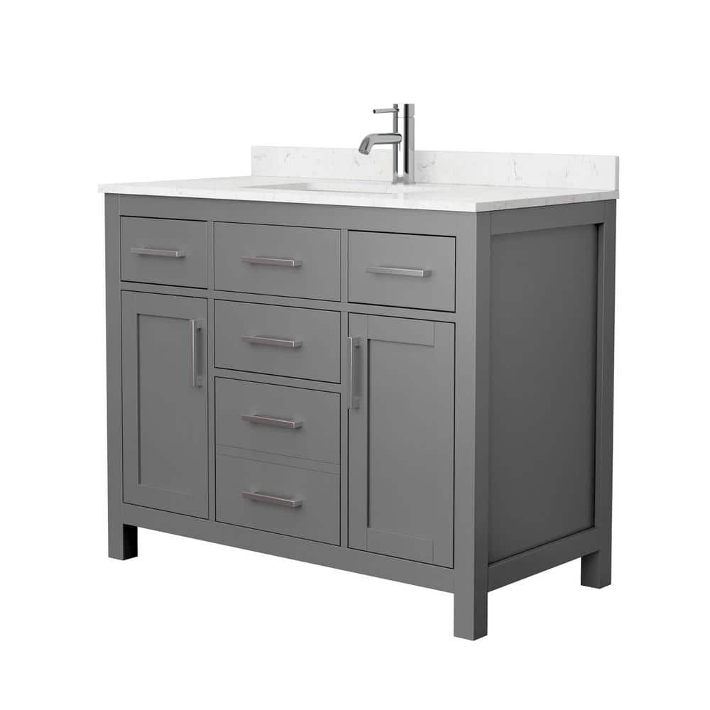 Wyndham Collection Beckett 42" Dark Gray Vanity with Carrara Marble Top