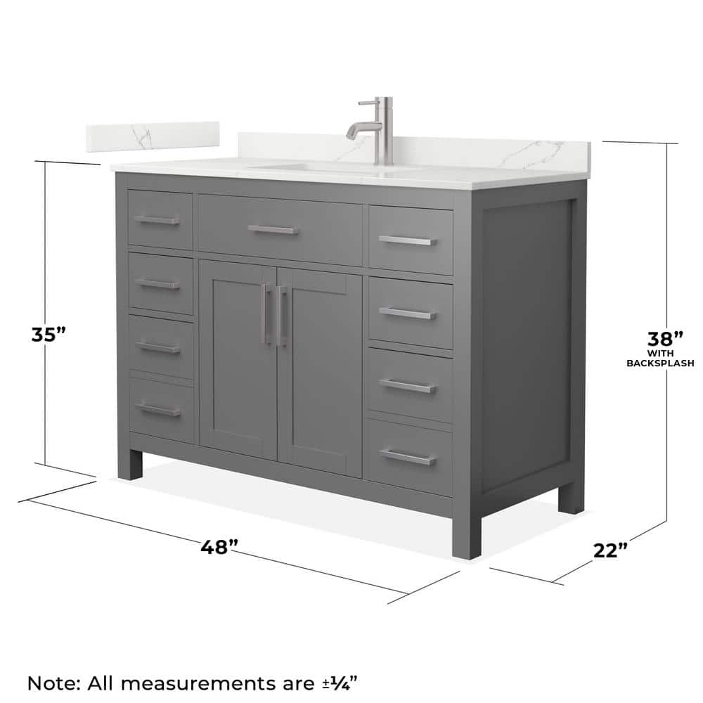 Wyndham Collection Beckett 48 in. Dark Gray Bath Vanity with Giotto Quartz Top