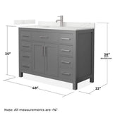 Wyndham Collection Beckett 48 in. Dark Gray Bath Vanity with Giotto Quartz Top