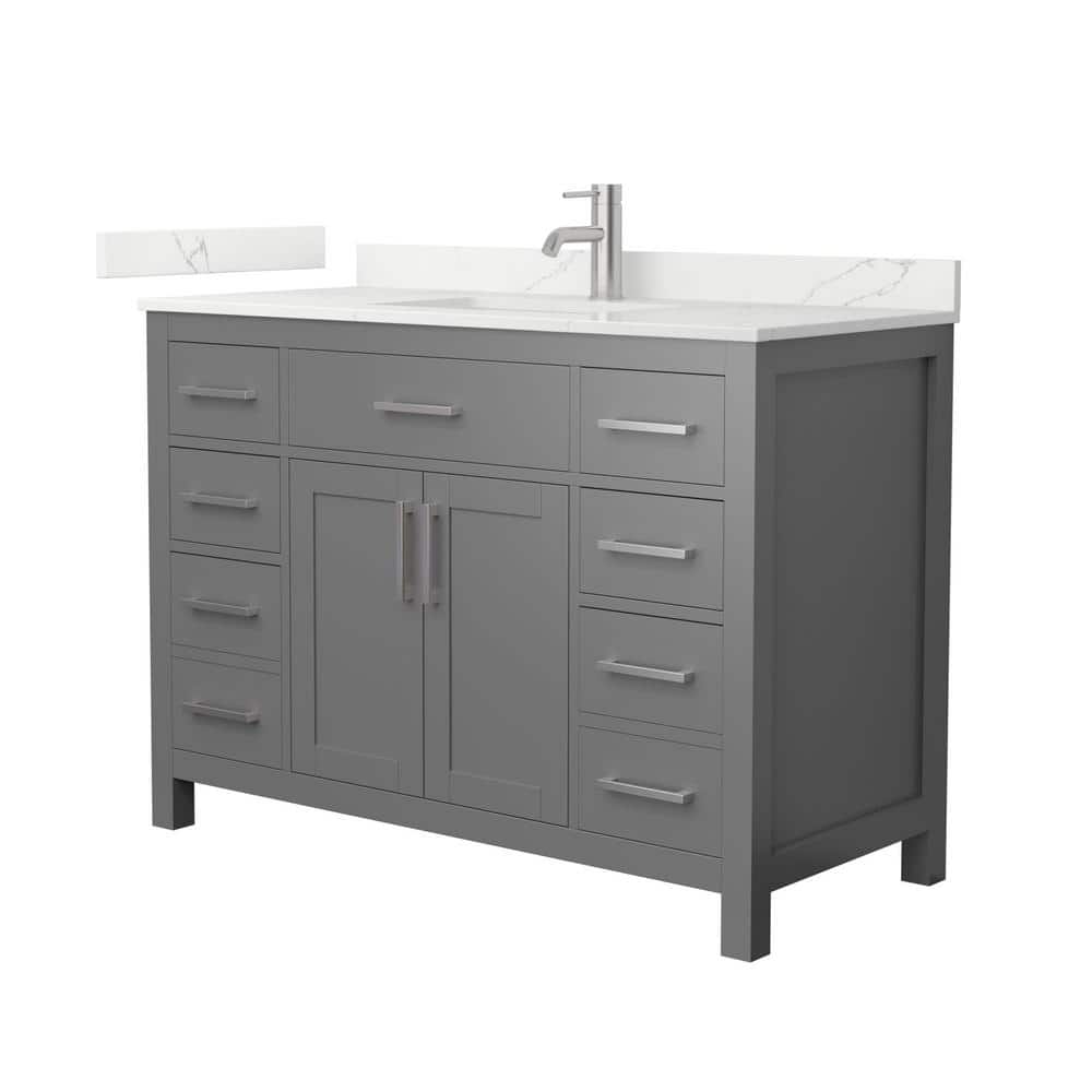 Wyndham Collection Beckett 48 in. Dark Gray Bath Vanity with Giotto Quartz Top