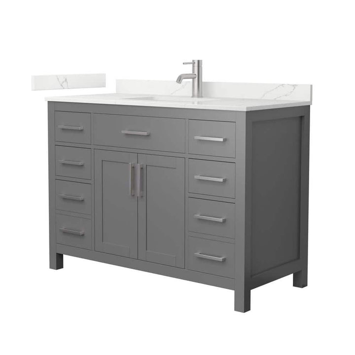 Wyndham Collection Beckett 48 in. Dark Gray Bath Vanity with Giotto Quartz Top