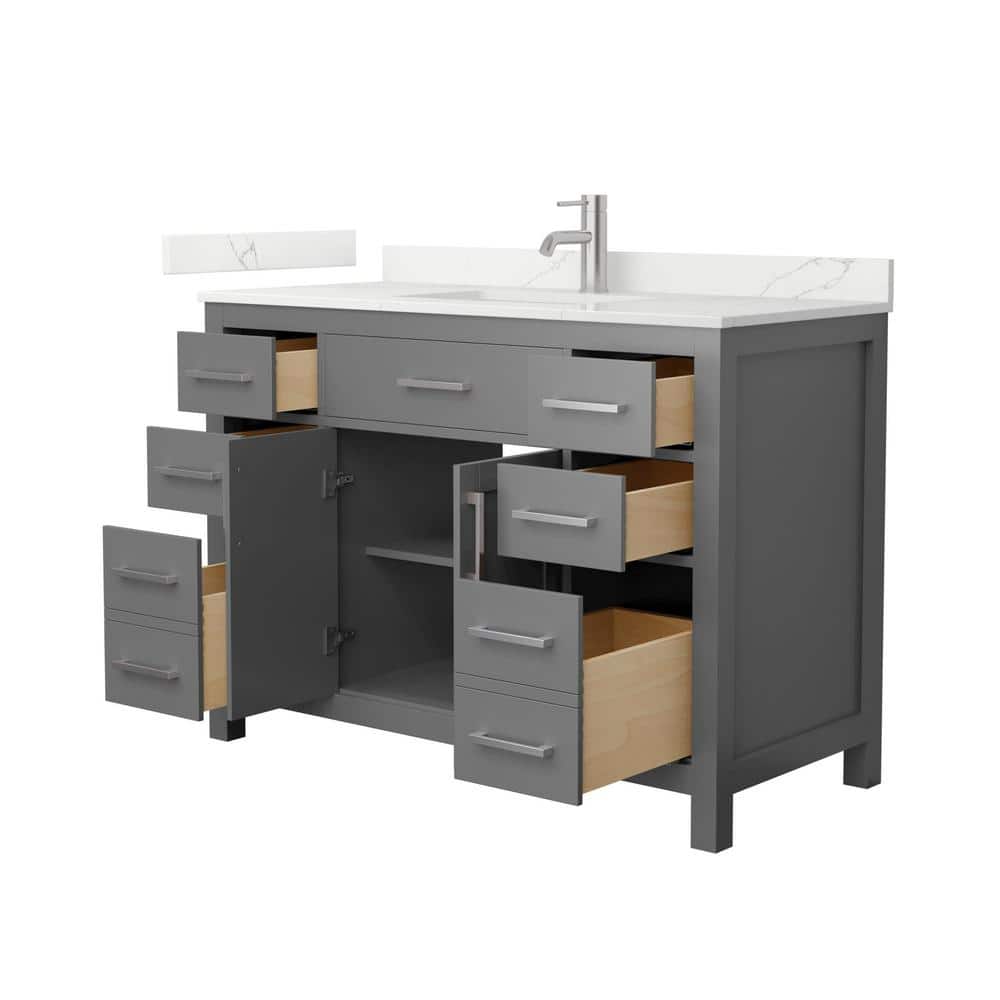 Wyndham Collection Beckett 48 in. Dark Gray Bath Vanity with Giotto Quartz Top