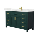Wyndham Collection Beckett 54 in. Green Bathroom Vanity with Giotto Quartz Top
