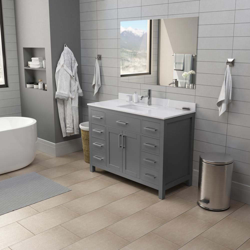 Wyndham Collection Beckett 54" Single Vanity in Dark Gray with Cultured Marble Top