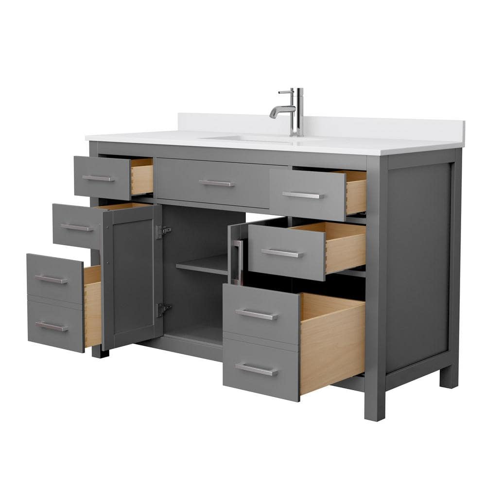 Wyndham Collection Beckett 54" Single Vanity in Dark Gray with Cultured Marble Top