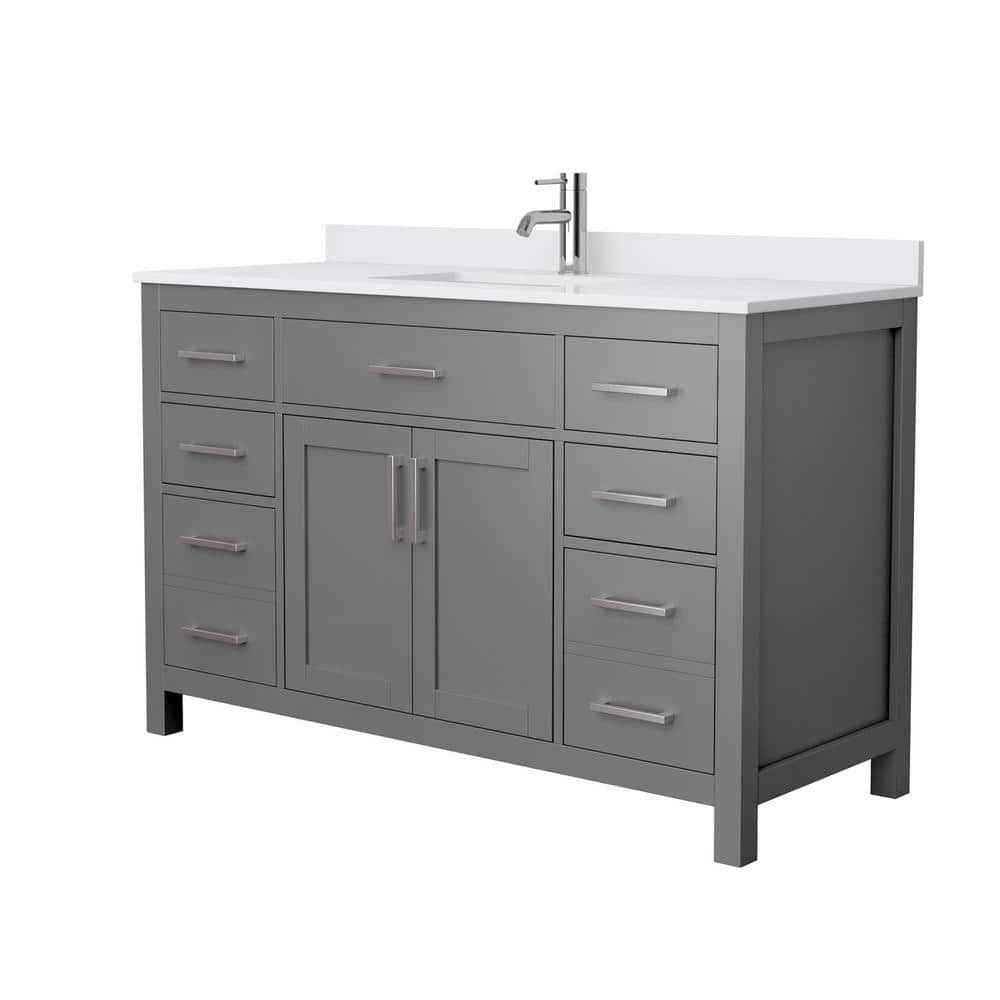 Wyndham Collection Beckett 54" Single Vanity in Dark Gray with Cultured Marble Top