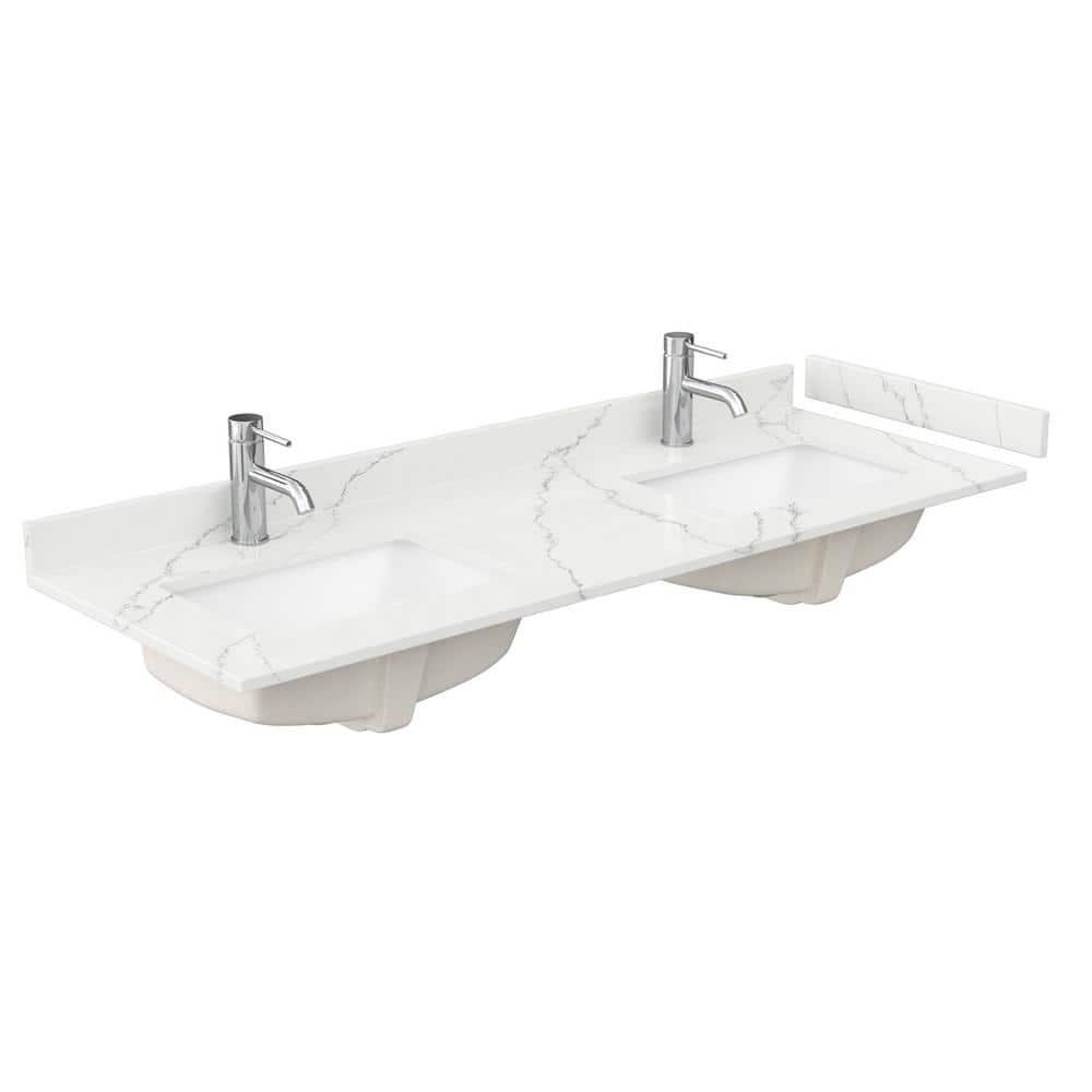 Wyndham Collection Beckett 60 in. Double Freestanding Dark Blue Bath Vanity with Giotto Quartz Top