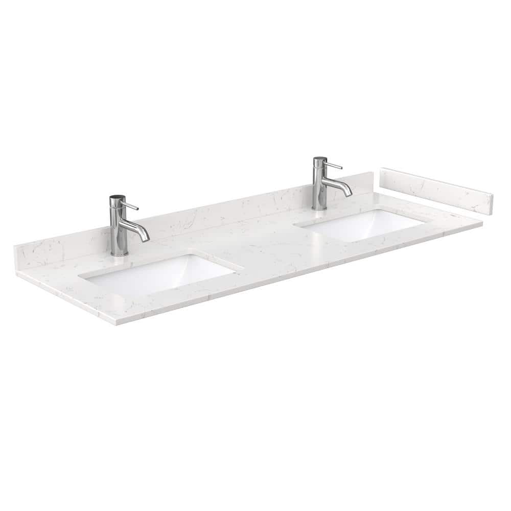 Wyndham Collection Beckett 60" Double Bath Vanity in Dark Gray with Cultured Marble Top and White Basins