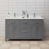 Wyndham Collection Beckett 60" Double Bath Vanity in Dark Gray with Cultured Marble Top and White Basins