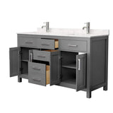 Wyndham Collection Beckett 60" Double Bath Vanity in Dark Gray with Cultured Marble Top and White Basins