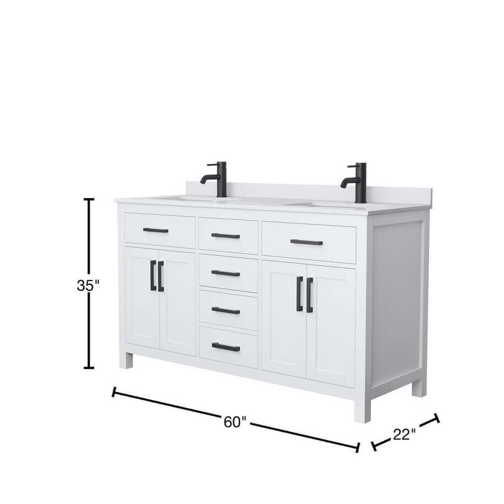 Wyndham Collection Beckett 60" Double Sink Bathroom Vanity with Cultured Marble Top