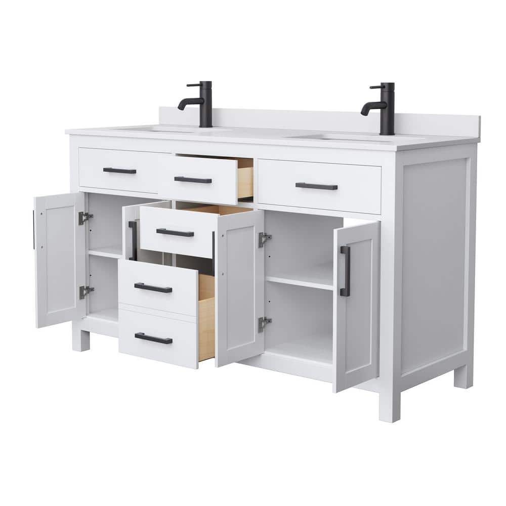 Wyndham Collection Beckett 60" Double Sink Bathroom Vanity with Cultured Marble Top