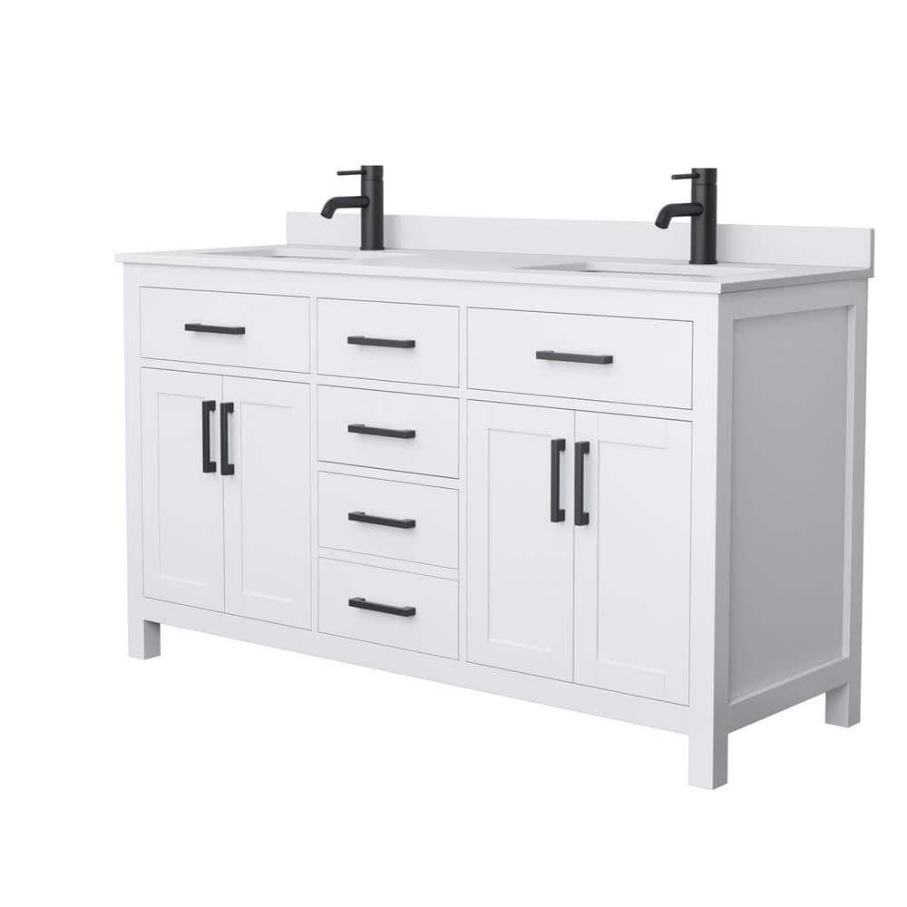 Wyndham Collection Beckett 60" Double Sink Bathroom Vanity with Cultured Marble Top