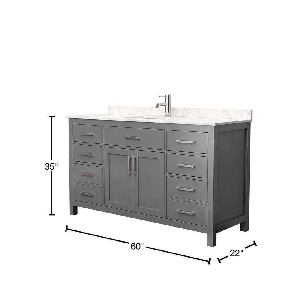 Wyndham Collection Beckett 60" Dark Gray Single Bath Vanity with Cultured Marble Top