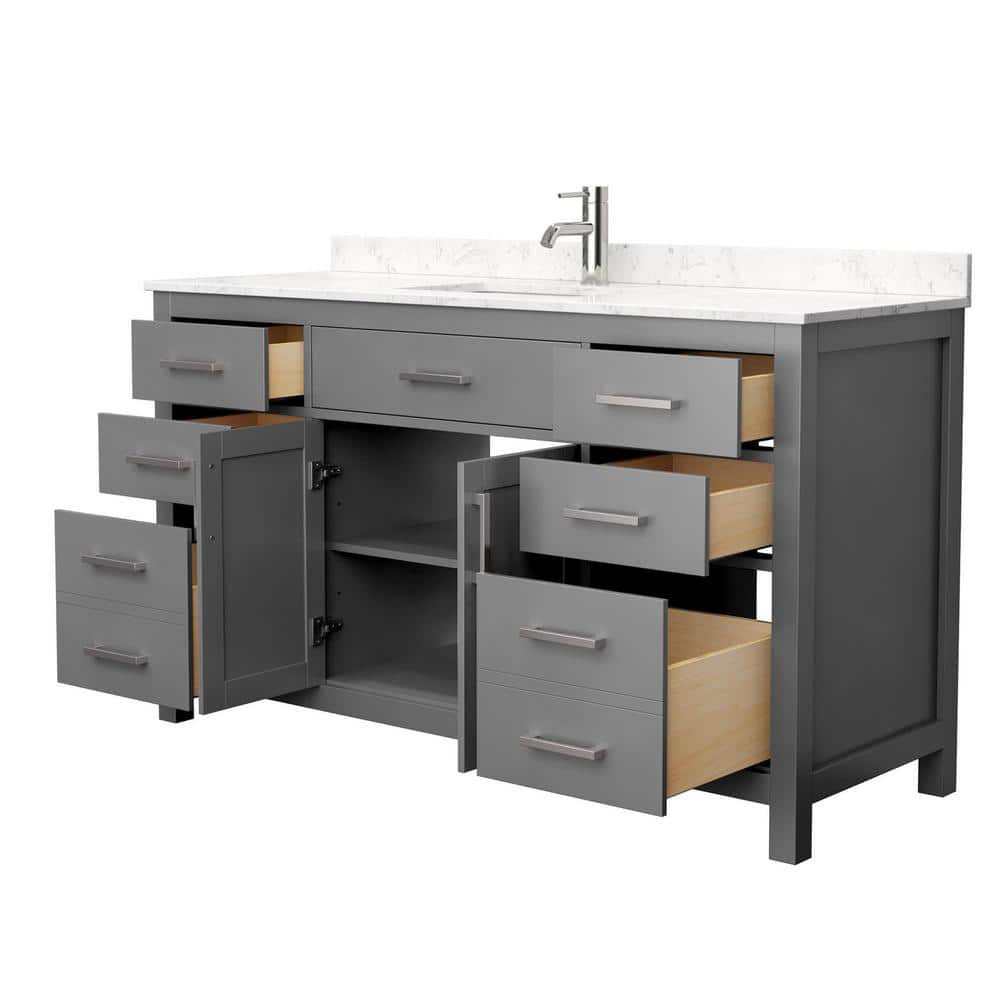 Wyndham Collection Beckett 60" Dark Gray Single Bath Vanity with Cultured Marble Top