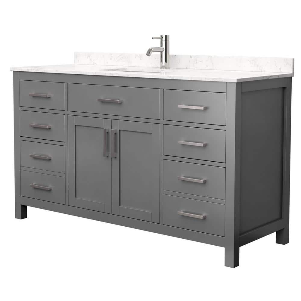 Wyndham Collection Beckett 60" Dark Gray Single Bath Vanity with Cultured Marble Top