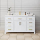 Wyndham Collection Beckett 60" Single Sink Bath Vanity with Carrara Marble Top