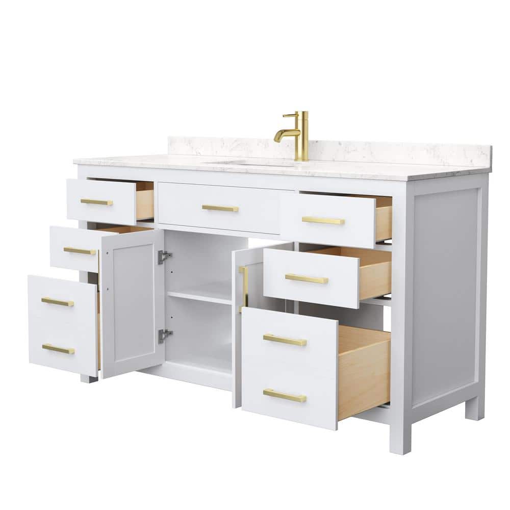Wyndham Collection Beckett 60" Single Sink Bath Vanity with Carrara Marble Top