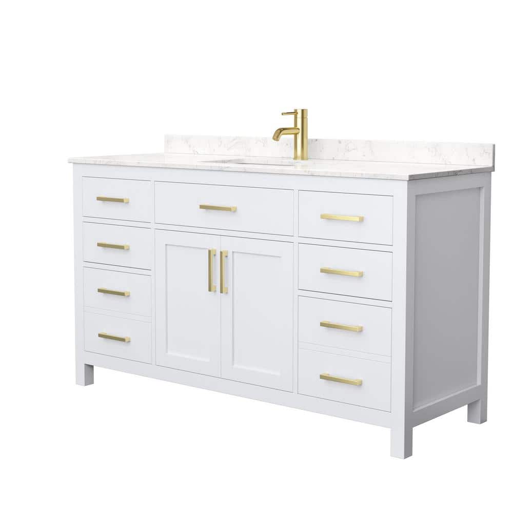 Wyndham Collection Beckett 60" Single Sink Bath Vanity with Carrara Marble Top