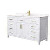 Wyndham Collection Beckett 60" Single Sink Bath Vanity with Carrara Marble Top