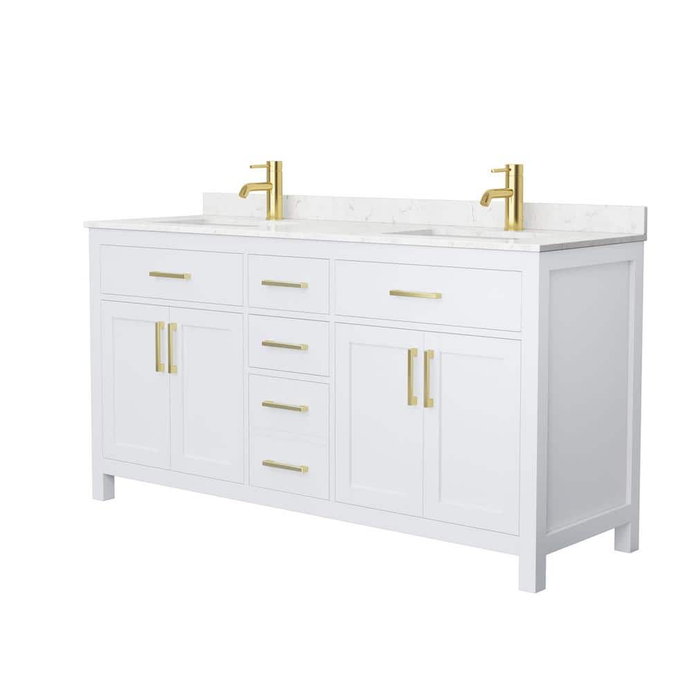 Wyndham Collection Beckett 66" Double Bath Vanity with Cultured Marble Top in White