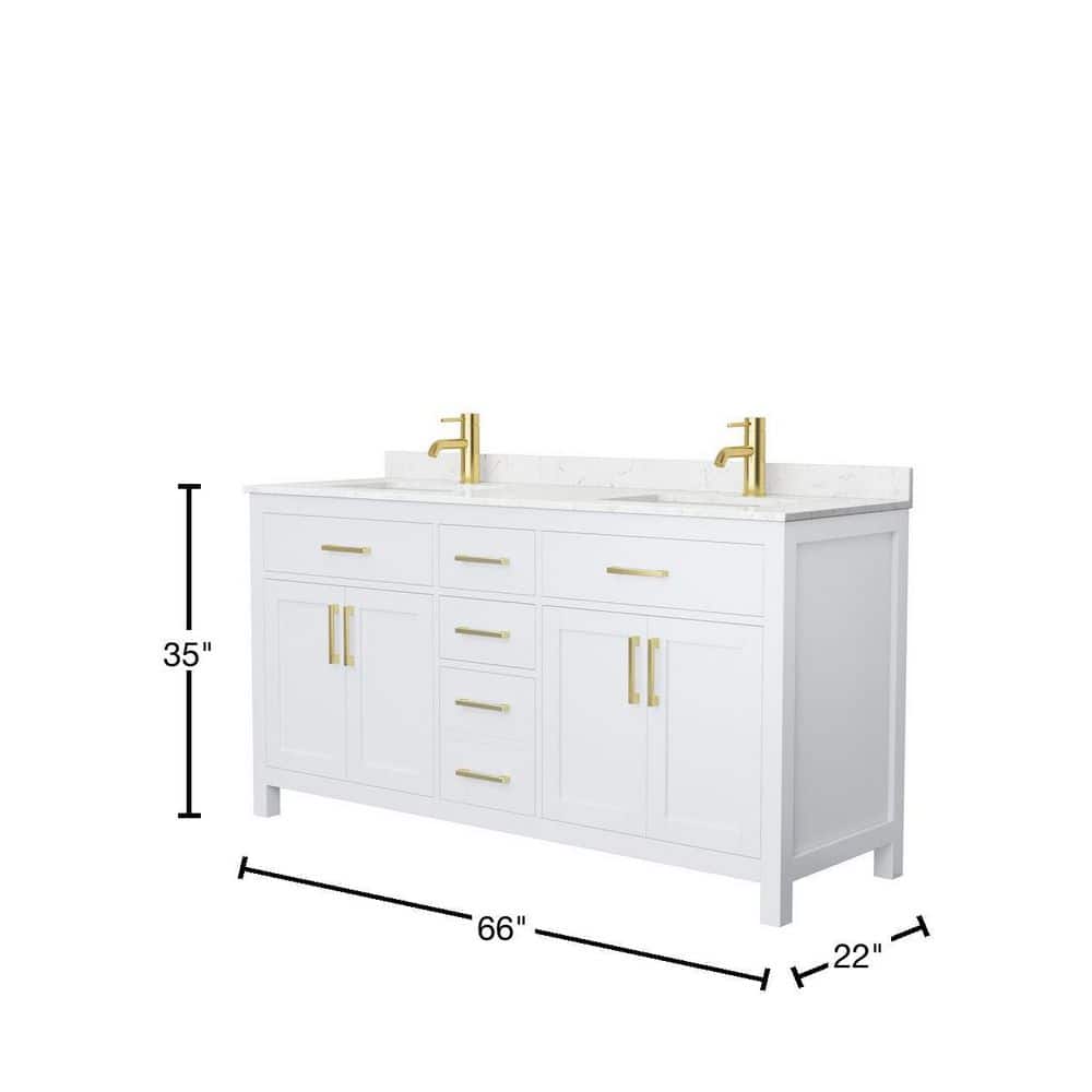 Wyndham Collection Beckett 66" Double Bath Vanity with Cultured Marble Top in White