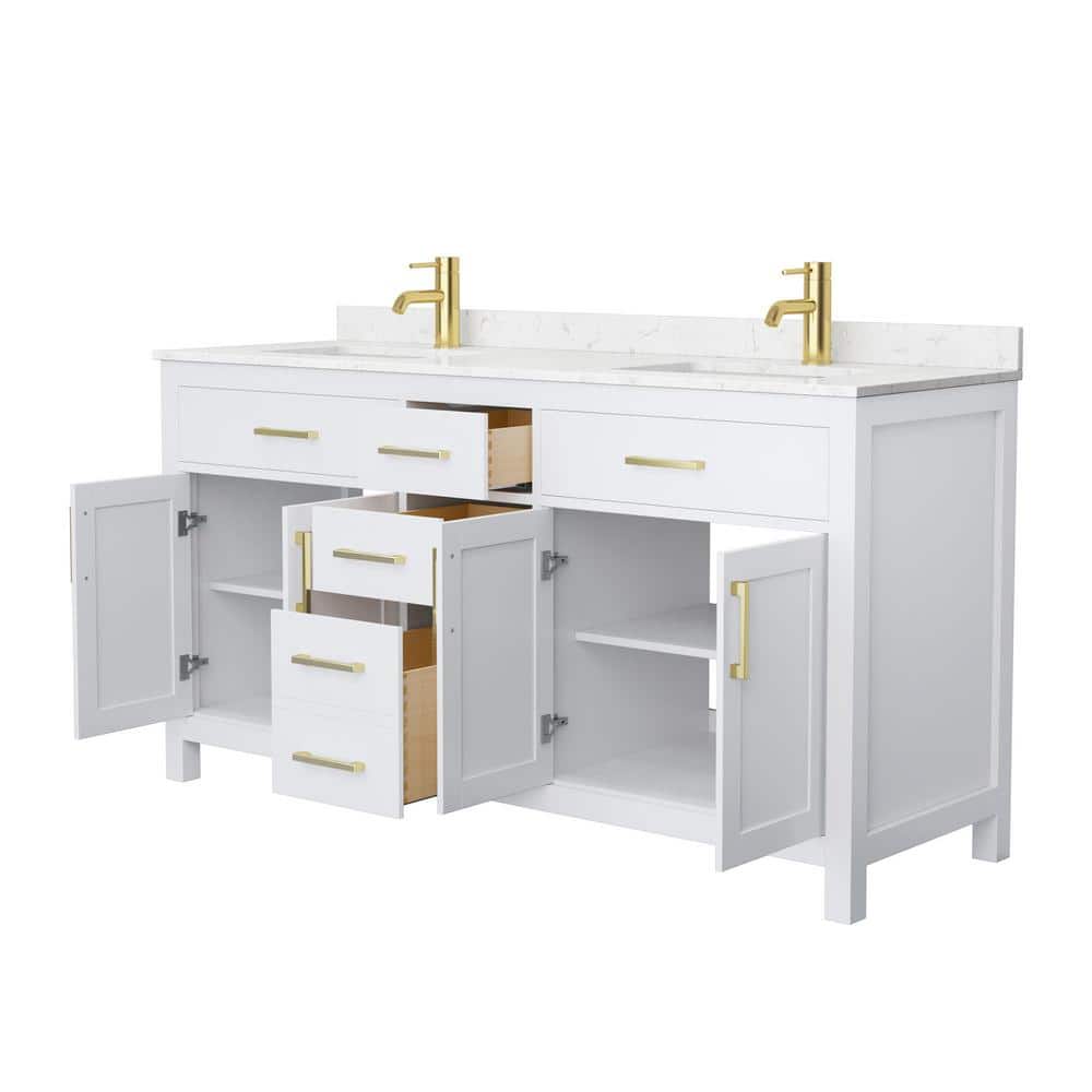 Wyndham Collection Beckett 66" Double Bath Vanity with Cultured Marble Top in White