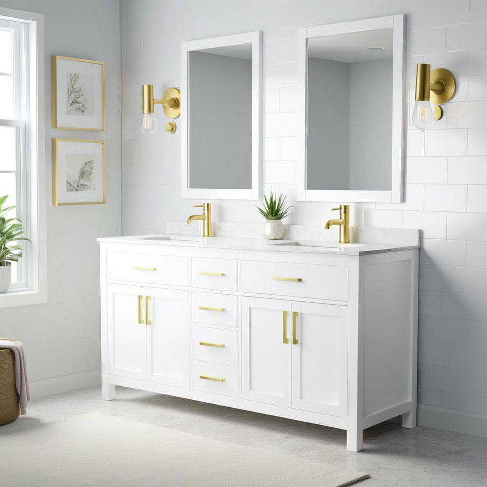 Wyndham Collection Beckett 66" Double Bath Vanity with Cultured Marble Top in White
