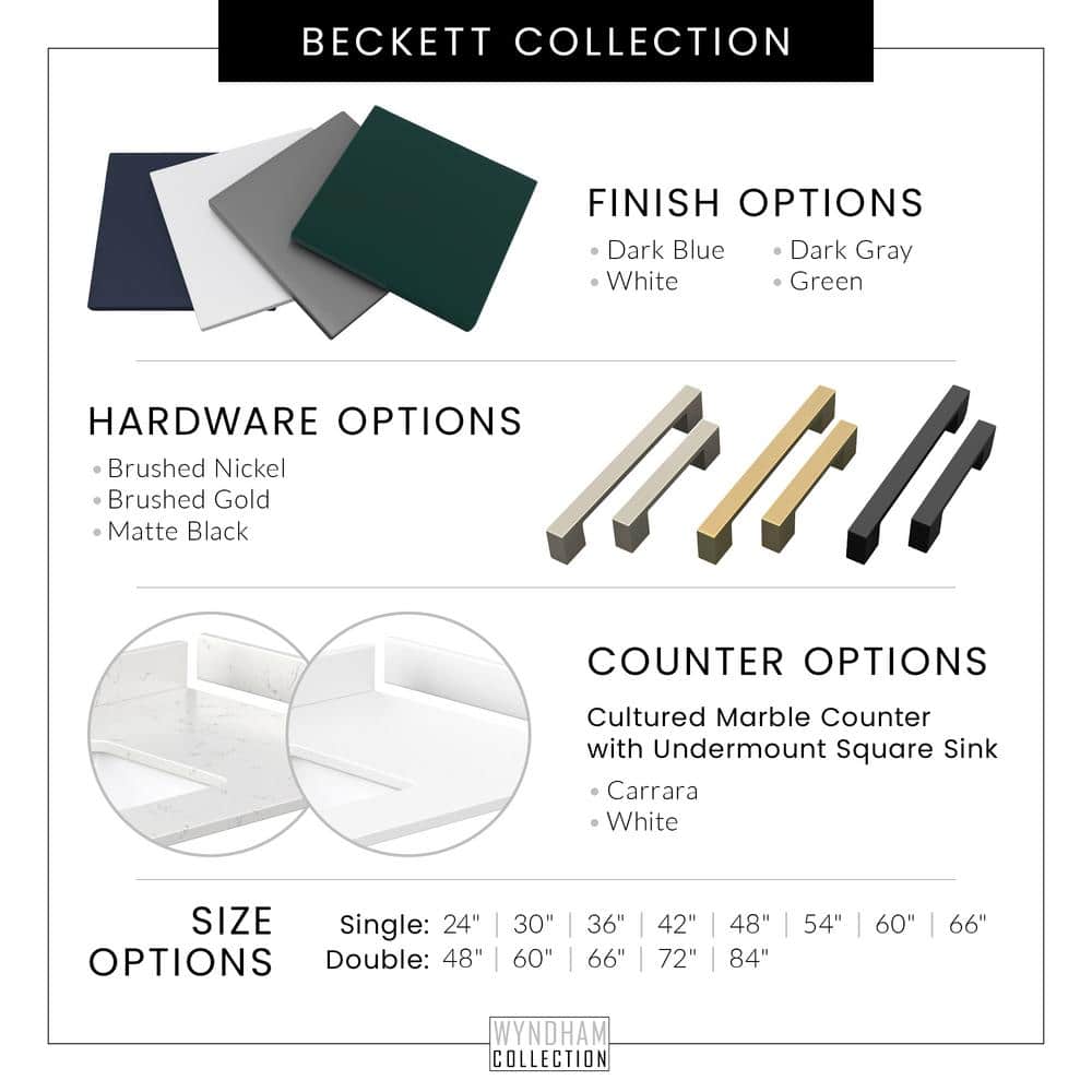 Wyndham Collection Beckett 66" Single Sink Bathroom Vanity in Dark Gray with Carrara Cultured Marble Top
