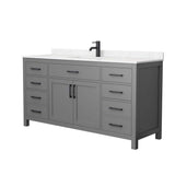 Wyndham Collection Beckett 66" Single Sink Bathroom Vanity in Dark Gray with Carrara Cultured Marble Top
