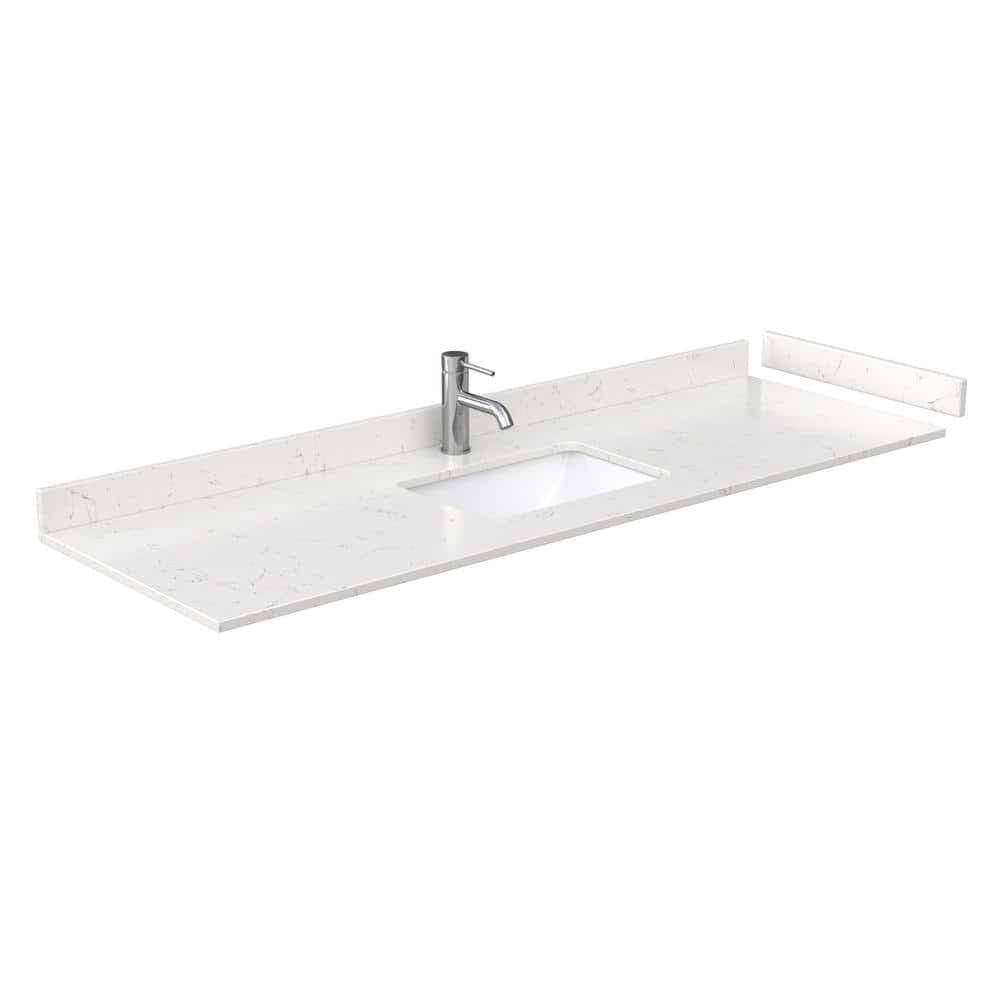 Wyndham Collection Beckett 66" Single Sink Bathroom Vanity in Dark Gray with Carrara Cultured Marble Top
