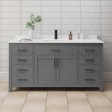 Wyndham Collection Beckett 66" Single Sink Bathroom Vanity in Dark Gray with Carrara Cultured Marble Top