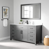 Wyndham Collection Beckett 66" Single Sink Bathroom Vanity in Dark Gray with Carrara Cultured Marble Top