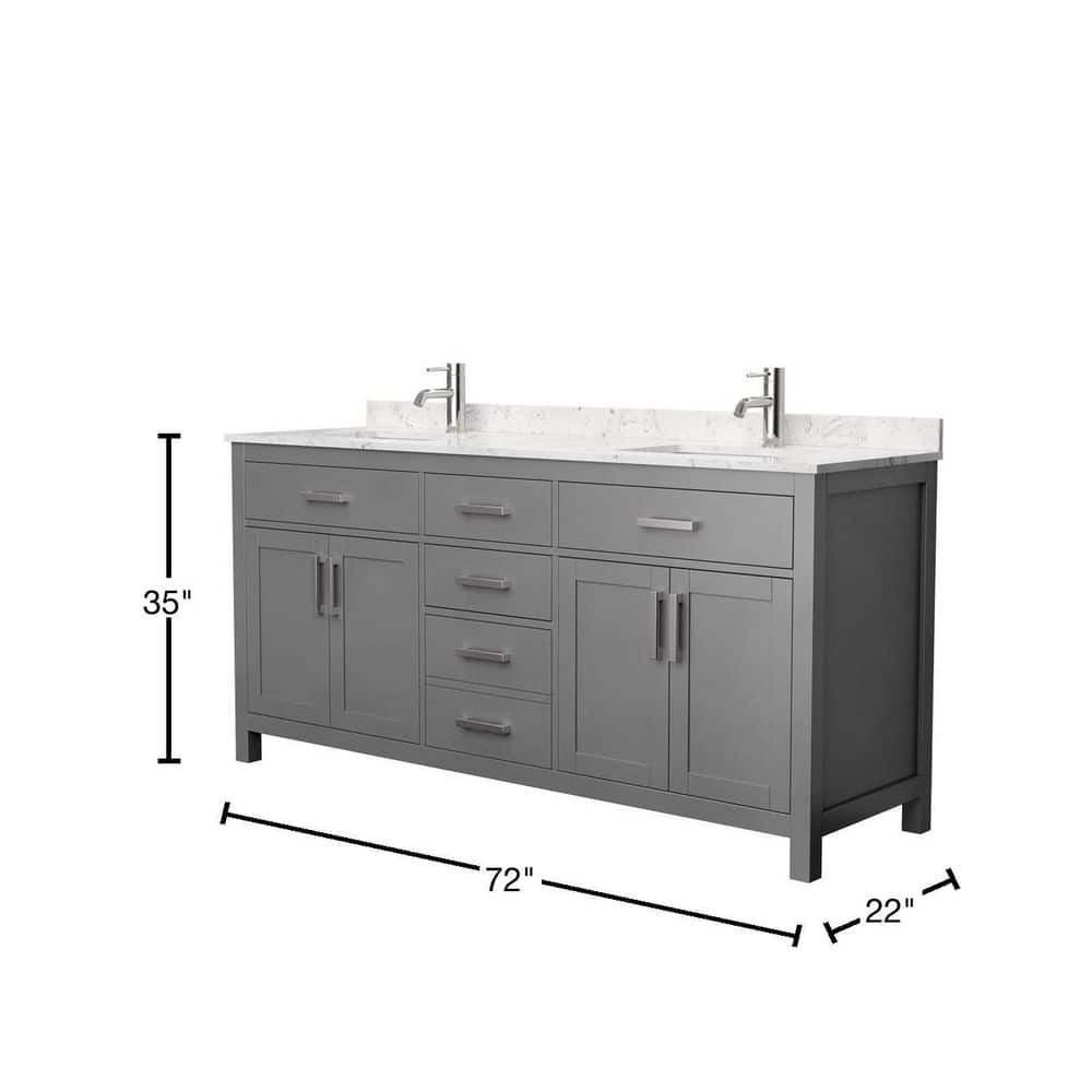 Wyndham Collection Beckett 72" Double Bath Vanity in Dark Gray with Cultured Marble Top