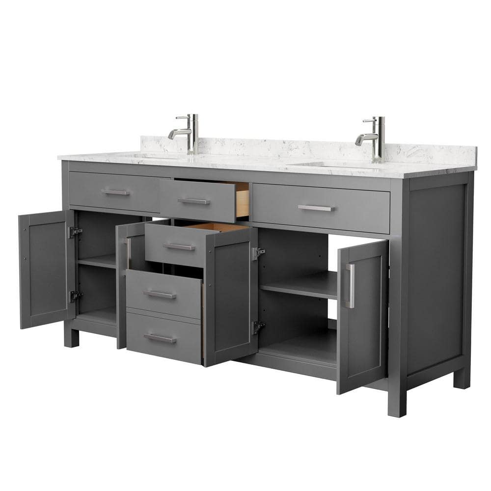 Wyndham Collection Beckett 72" Double Bath Vanity in Dark Gray with Cultured Marble Top