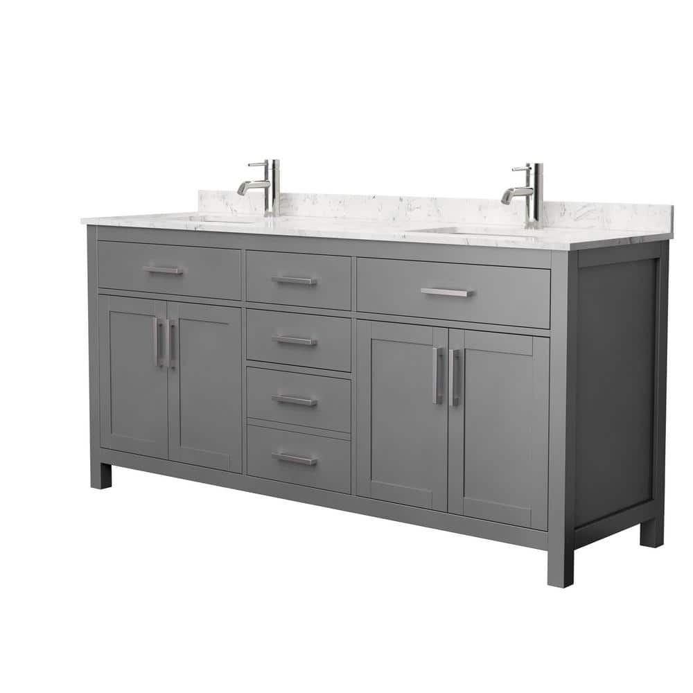 Wyndham Collection Beckett 72" Double Bath Vanity in Dark Gray with Cultured Marble Top